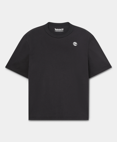 Playera de manga corta con estampado de temporada para mujer, Negro