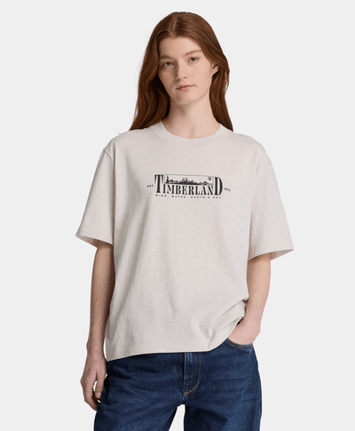 Playera de manga corta con estampado para mujer, Beige