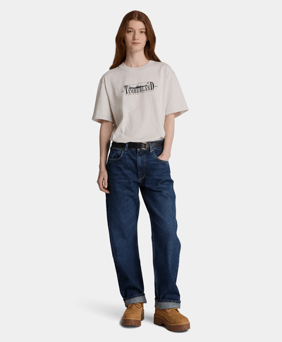 Playera de manga corta con estampado para mujer, Beige