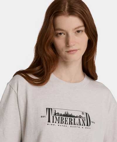 Playera de manga corta con estampado para mujer, Beige
