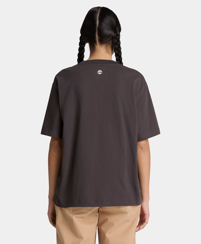 Playera de manga corta con estampado para mujer, Negro