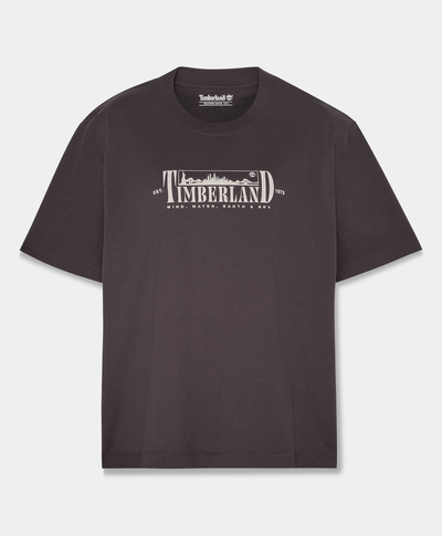 Playera de manga corta con estampado para mujer, Negro