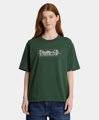 Playera de manga corta con estampado para mujer, Verde
