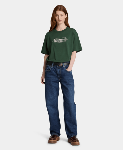 Playera de manga corta con estampado para mujer, Verde
