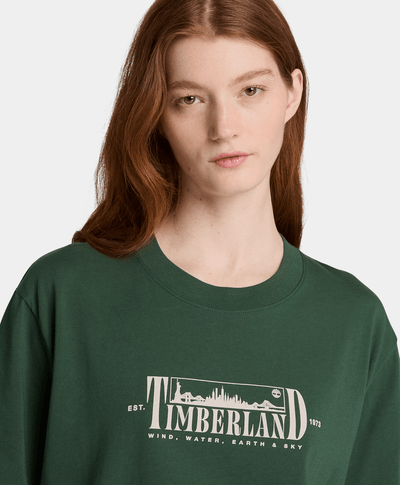 Playera de manga corta con estampado para mujer, Verde