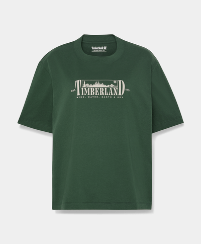 Playera de manga corta con estampado para mujer, Verde