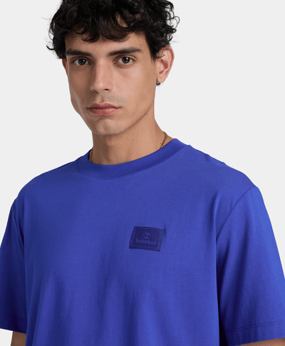 Playera de manga corta con logo de silicona para hombre, Azul