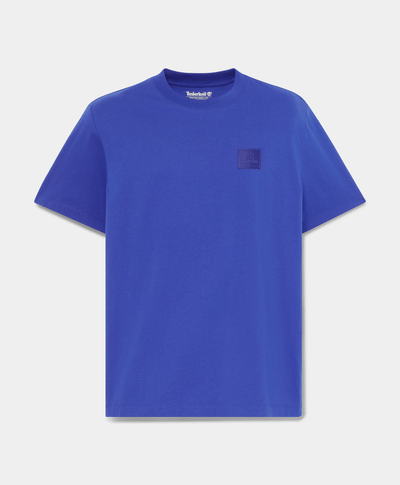 Playera de manga corta con logo de silicona para hombre, Azul