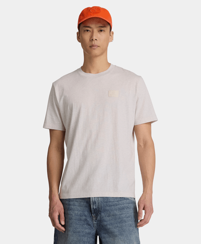 Playera de manga corta con logo de silicona para hombre, Beige