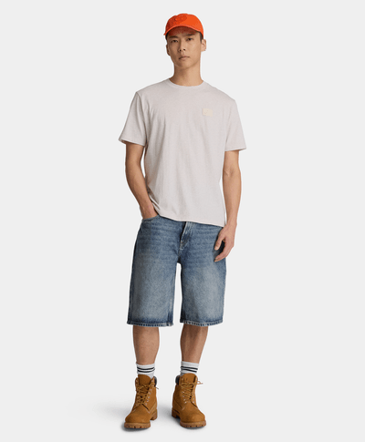 Playera de manga corta con logo de silicona para hombre, Beige