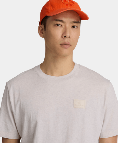 Playera de manga corta con logo de silicona para hombre, Beige