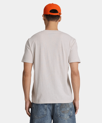Playera de manga corta con logo de silicona para hombre, Beige