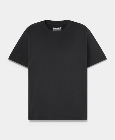 Playera de manga corta con logotipo bordado para mujer, Negro