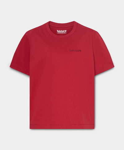 Playera de manga corta con logotipo bordado para mujer, Rojo