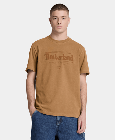 Playera de manga corta deslavada para hombre, Amarillo