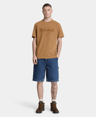 Playera de manga corta deslavada para hombre, Amarillo