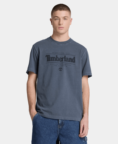 Playera de manga corta deslavada para hombre, Azul