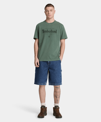 Playera de manga corta deslavada para hombre, Verde