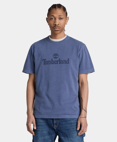 Playera de manga corta deslavada South Cabot para hombre, Azul