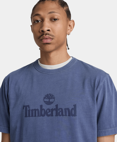 Playera de manga corta deslavada South Cabot para hombre, Azul