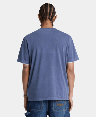 Playera de manga corta deslavada South Cabot para hombre, Azul