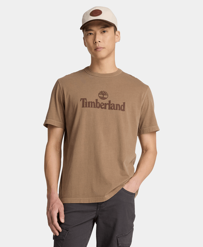 Playera de manga corta deslavada South Cabot para hombre, Café