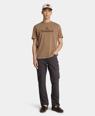 Playera de manga corta deslavada South Cabot para hombre, Café