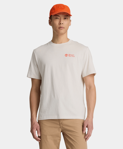 Playera de manga corta gráfica para hombre, Beige