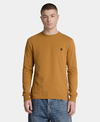 Playera de manga larga Dunstan River con bordado para hombre, Amarillo