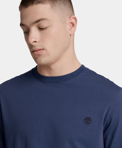 Playera de manga larga Dunstan River con bordado para hombre, Azul