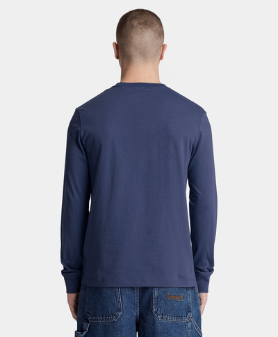 Playera de manga larga Dunstan River con bordado para hombre, Azul
