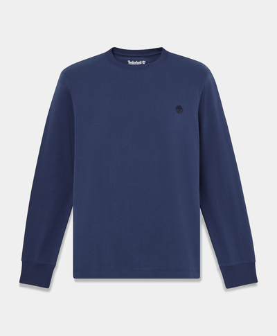 Playera de manga larga Dunstan River con bordado para hombre, Azul