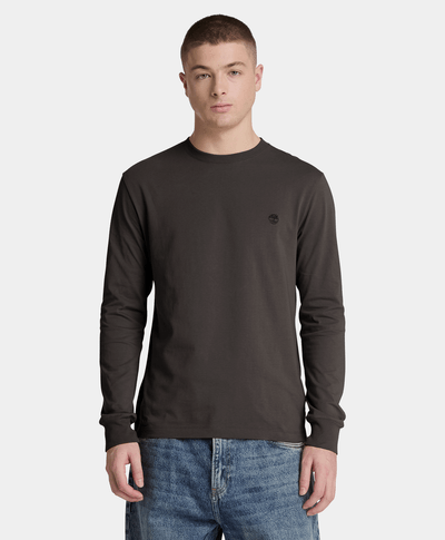 Playera de manga larga Dunstan River con bordado para hombre, Negro