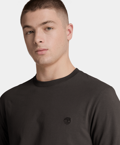 Playera de manga larga Dunstan River con bordado para hombre, Negro
