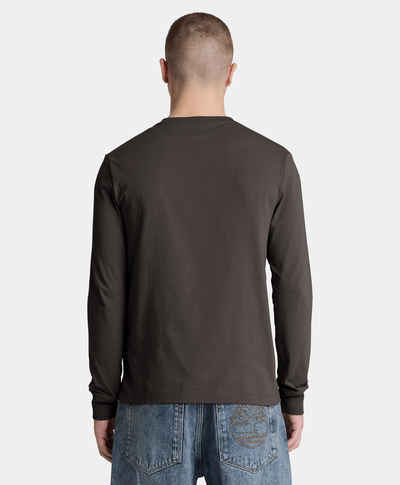 Playera de manga larga Dunstan River con bordado para hombre, Negro