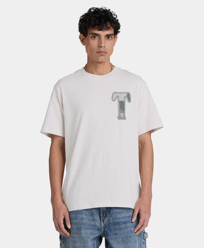 Playera Gráfica de manga corta para hombre, Beige