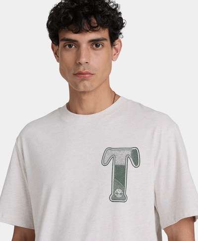 Playera Gráfica de manga corta para hombre, Beige