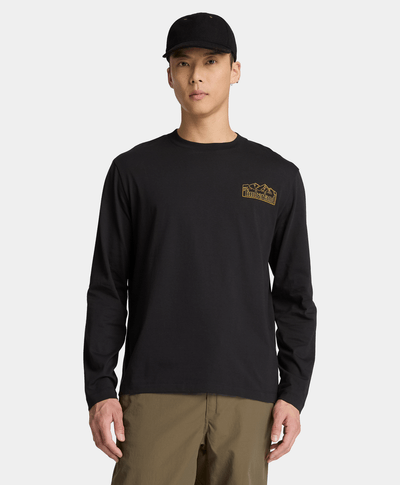 Playera Gráfica de manga larga para hombre, Negro