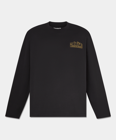 Playera Gráfica de manga larga para hombre, Negro