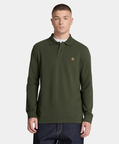 Polo de manga larga regular Oyster River para hombre, Verde