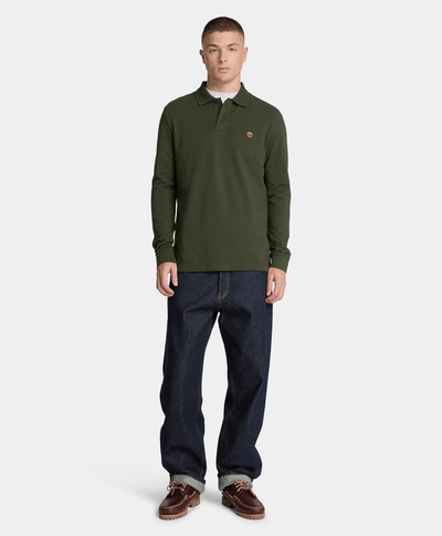 Polo de manga larga regular Oyster River para hombre, Verde