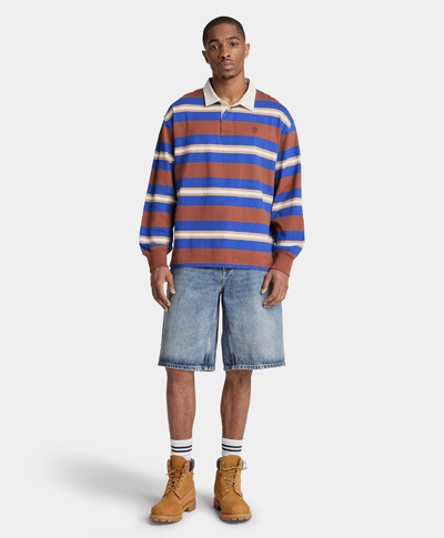 Polo de rugby de manga larga para hombre, Multicolor