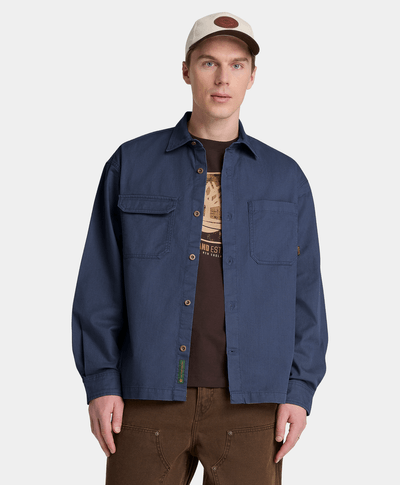 Sobrecamisa de sarga para hombre, Azul