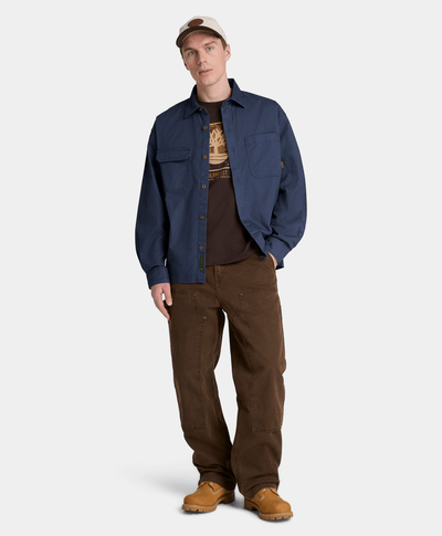 Sobrecamisa de sarga para hombre, Azul