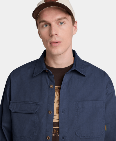 Sobrecamisa de sarga para hombre, Azul