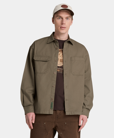 Sobrecamisa de sarga para hombre, Verde