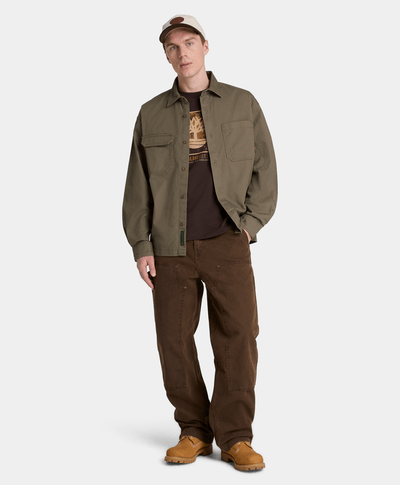Sobrecamisa de sarga para hombre, Verde
