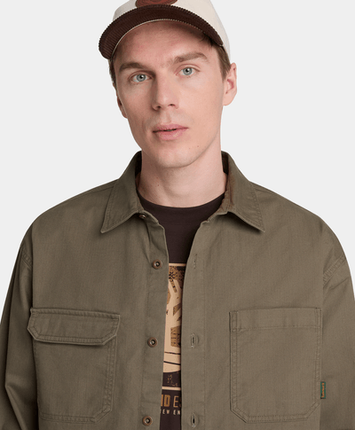 Sobrecamisa de sarga para hombre, Verde