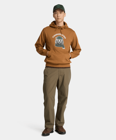 Sudadera con gorro y gráfico de oso para hombre, Amarillo