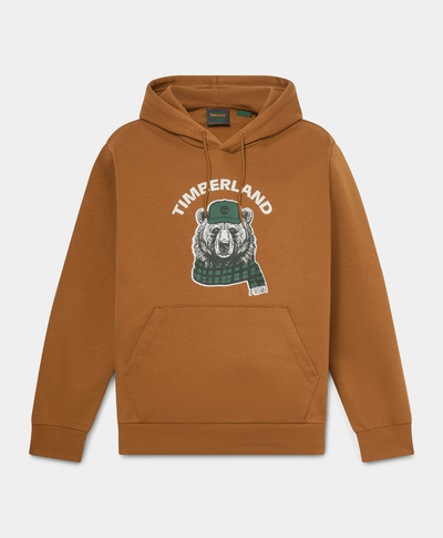 Sudadera con gorro y gráfico de oso para hombre, Amarillo